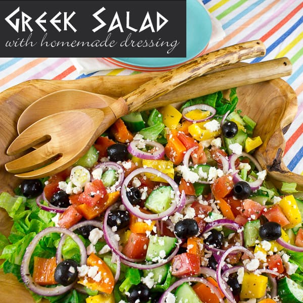Greek Salad with Dressing and Ingredients Recipe pinterest