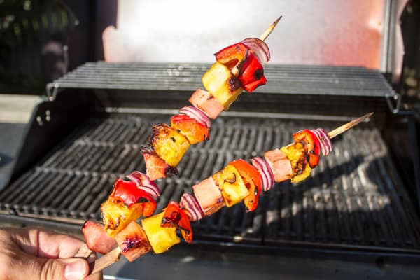 Grilled Ham and Pineapple Tropical Skewers-3