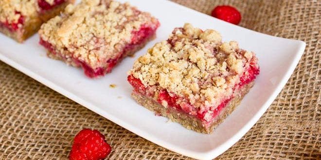 Raspberry Crumble Bars Recipe - dessert squares