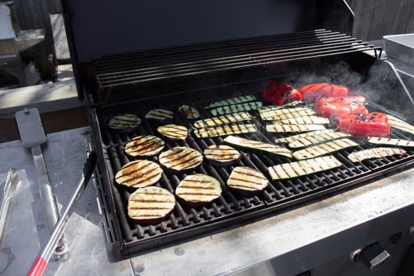 Grilled Chicken Eggplant and Zucchini Pesto Pizza-5