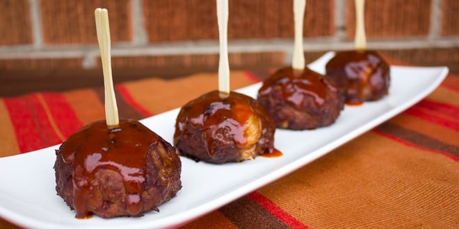 Smoked BBQ Beef Bombs meatballs