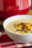 Corn and potato soup. creamy with bacon and cheddar