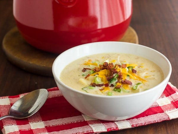 Corn and potato soup. creamy with bacon and cheddar