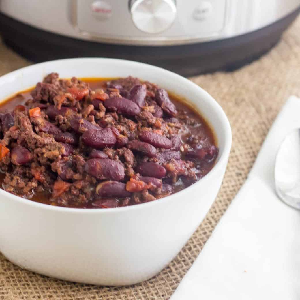 Pressure Cooker Chili Instant Pot with Dry Beans no soak