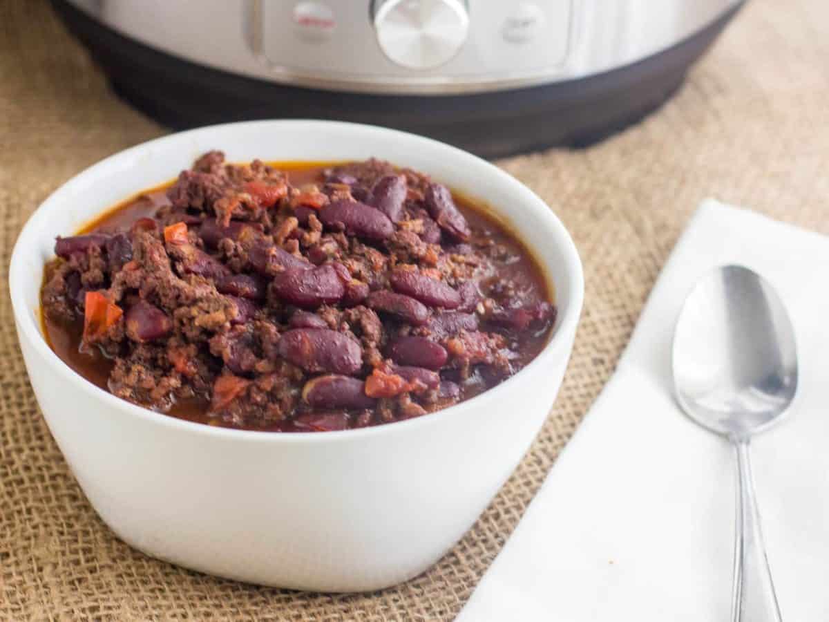 Pressure Cooker Chili Instant Pot with Dry Beans no soak