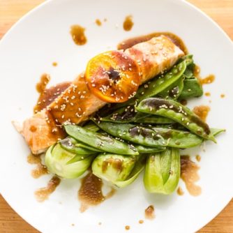 Steamed Salmon with Orange Sesame Glaze