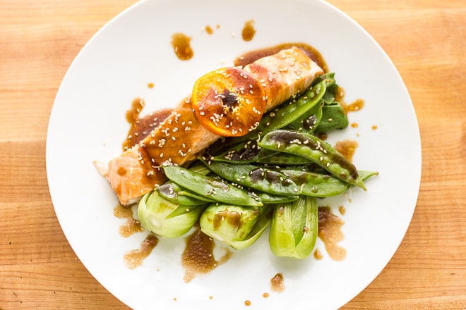 Steamed Salmon with Orange Sesame Glaze