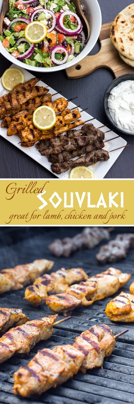 Grilled Greek Souvlaki lamb chicken pork