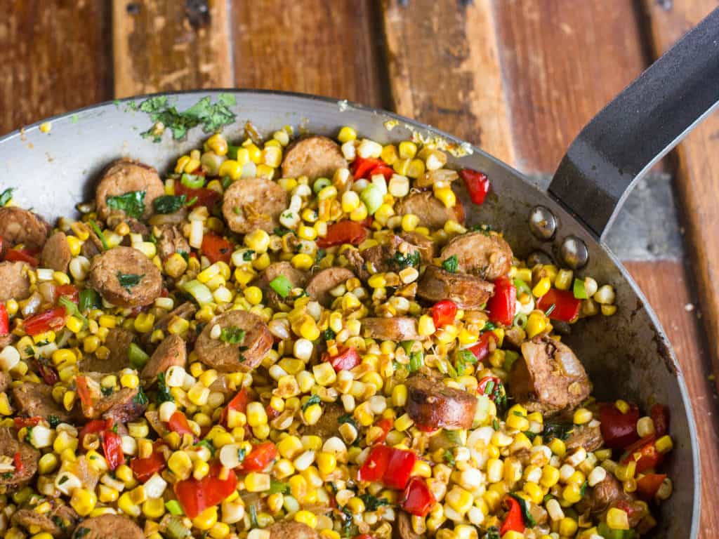 Skillet Corn Recipe with Sausage