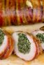 Electric smoker Bacon Wrapped Smoked Pork Tenderloin Stuffed with Spinach and Mushrooms