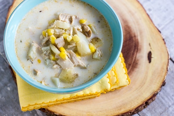 Chicken corn and potato chowder soup