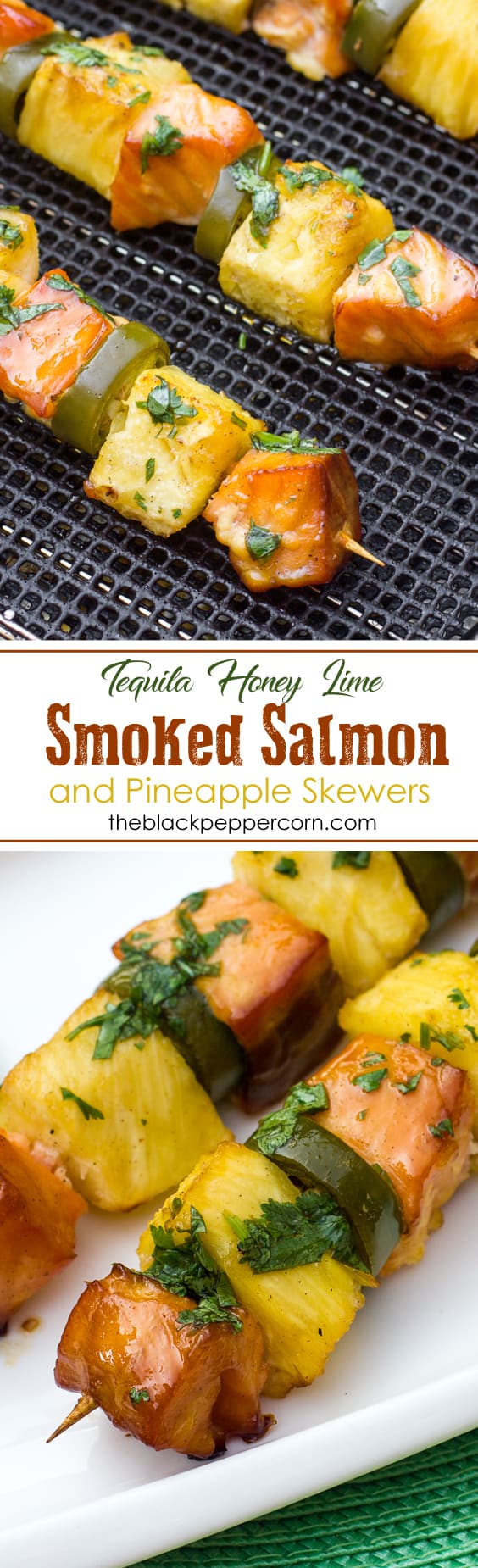 Tequila Honey Lime Smoked Salmon and Pineapple Skewers