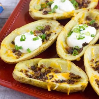 How to make potato skins recipe with bacon and cheddar
