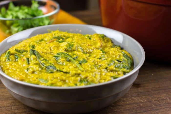 Masoor Dal with Spinach Palak Recipe