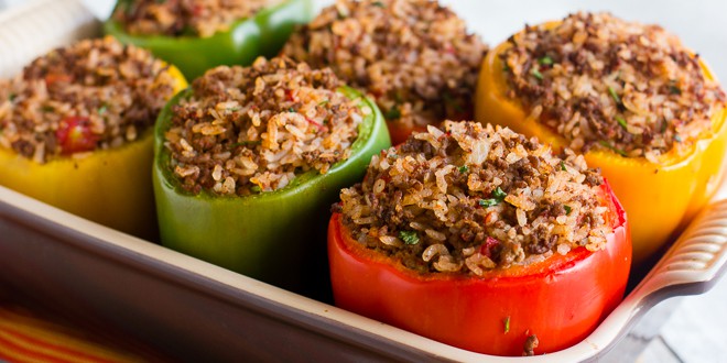 Hamburger Steak With Peppers And Onions Stuffed Pepper Recipe with Ground Beef and Rice