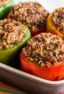 Stuffed Green Bell Pepper Recipe with Ground Beef and rice