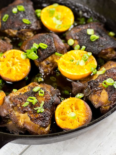 Cast Iron Tangerine Sesame Chicken Thighs