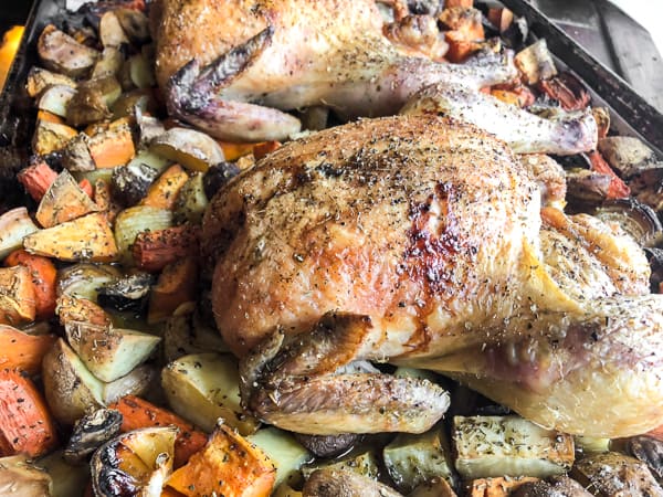 Roast Whole Chicken and Vegetables - One Pan Meal