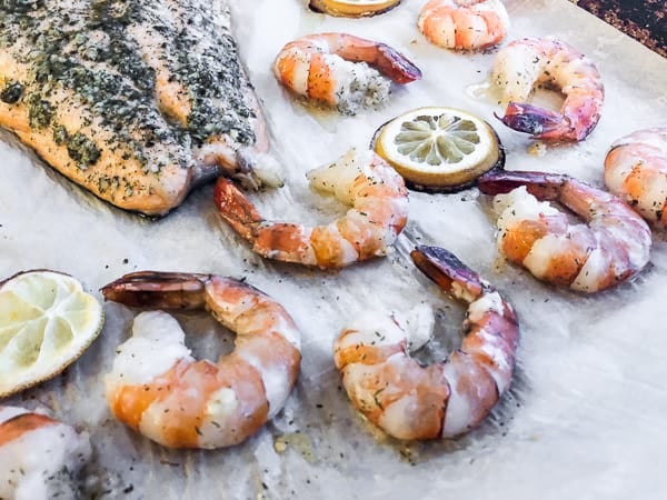 Roast Salmon and Shrimp with Dill Garlic Rub