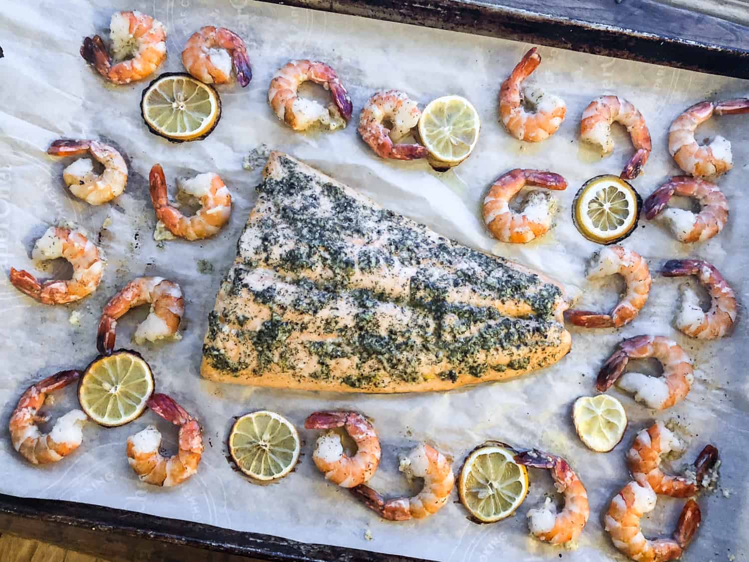 image of Roast Salmon and Shrimp With Dill Garlic Rub recipe by The Black Peppercorn