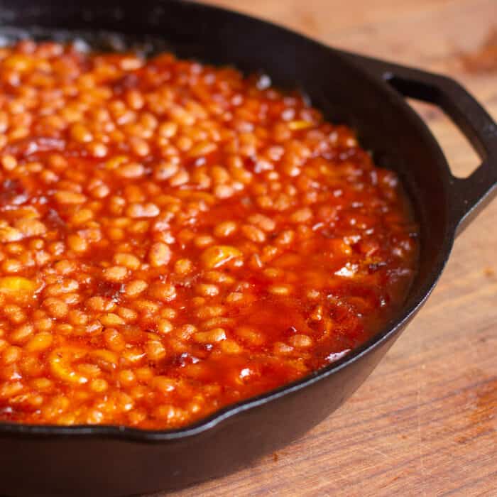 Smoked Baked Beans in a Cast Iron Skillet Recipe