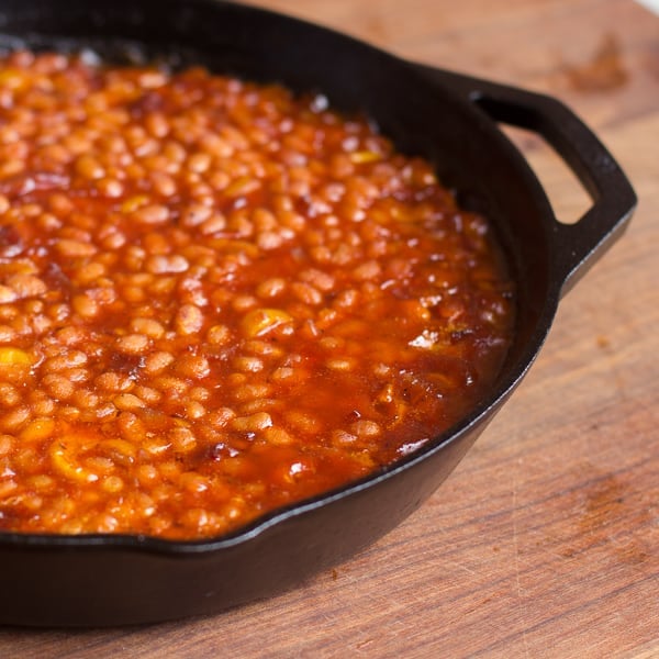 Smoked Baked Beans in a Cast Iron Skillet-image