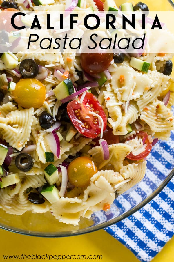 california pasta salad, zucchini, tomatoes, Italian dressing