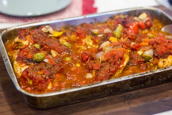 Italian Style Chicken Cacciatore baked in an oven