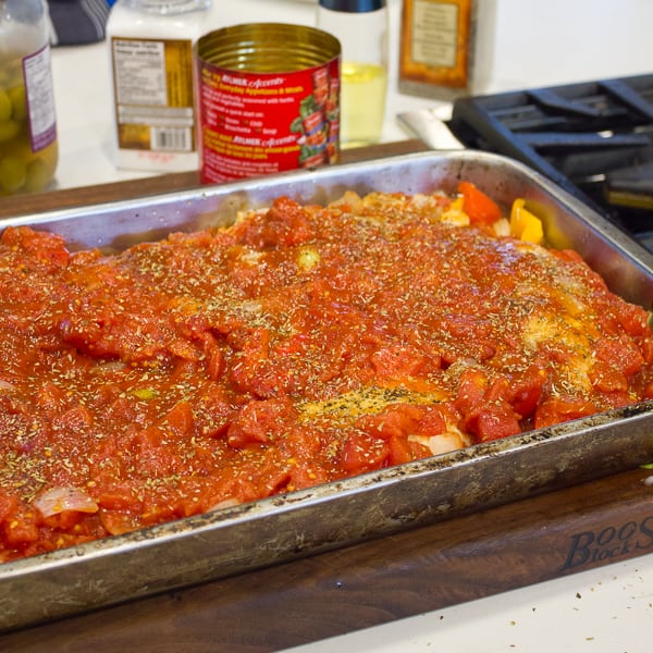 Italian Style Chicken Cacciatore baked in an oven