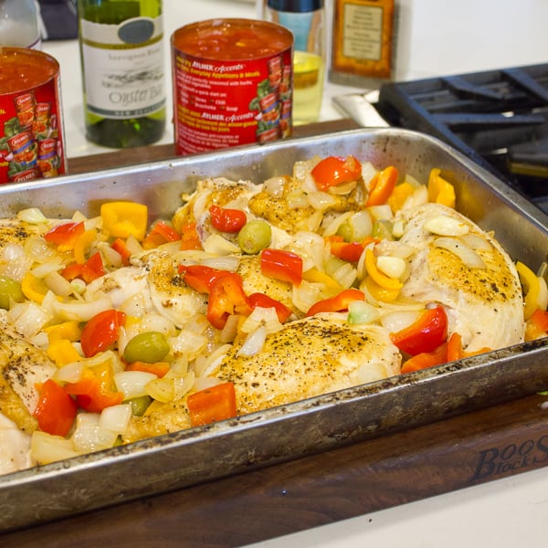 Italian Style Chicken Cacciatore baked in an oven