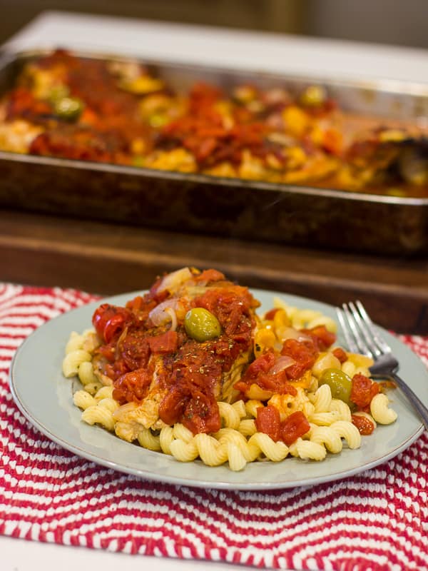 Italian Style Chicken Cacciatore baked in an oven