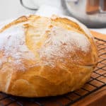 Simple to make rustic artisan bread recipe that can be baked in a clay bread cloche, dutch oven, or baking sheet.