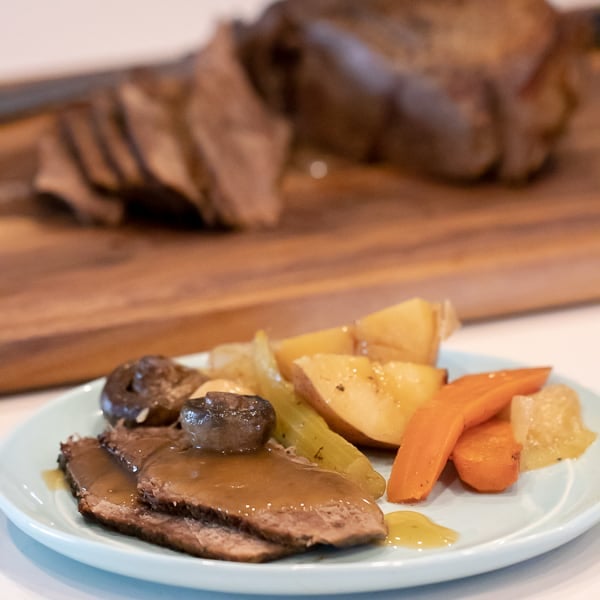 Tender Well Done Roast Beef and Vegetables