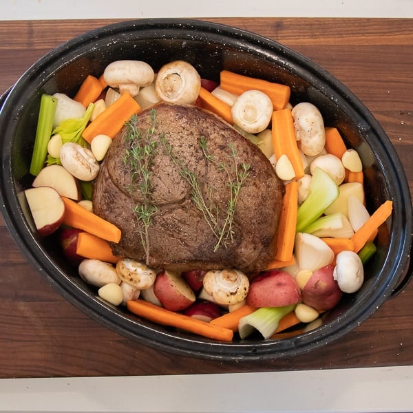 Tender Well Done Roast Beef and Vegetables