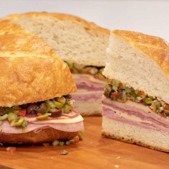 How to make a classic New Orleans Muffuletta sandwich with olive tapenade recipe