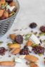 Healthy trail mix with hearty combination almonds, dried cherries, pepitas, coconut strips and cacao nibs. This mix has no sugar but there is a chocolate flavour from the nibs.