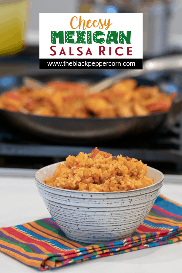 Easy recipe for Mexican rice that is a perfect side dish for a Mexican dinner. Made with rice, salsa & cheese - great in burritos, tacos, fajitas and more.