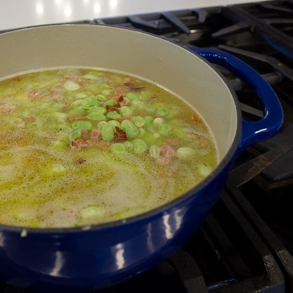 Slow simmered lima beans that are buttery and creamy just like you get at Cracker Barrel or other southern country restaurants. Homestyle with ham or bacon.