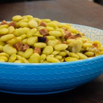 Slow simmered lima beans that are buttery and creamy just like you get at Cracker Barrel or other southern country restaurants. Homestyle with ham or bacon.