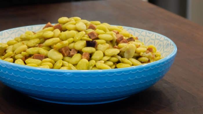 Slow simmered lima beans that are buttery and creamy just like you get at Cracker Barrel or other southern country restaurants. Homestyle with ham or bacon.