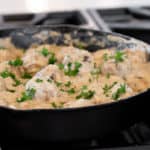 Make classic Swedish meatballs with cream of mushroom soup, milk and sour cream. Great with beef, chicken, turkey or pork meatballs in this creamy sauce gravy.