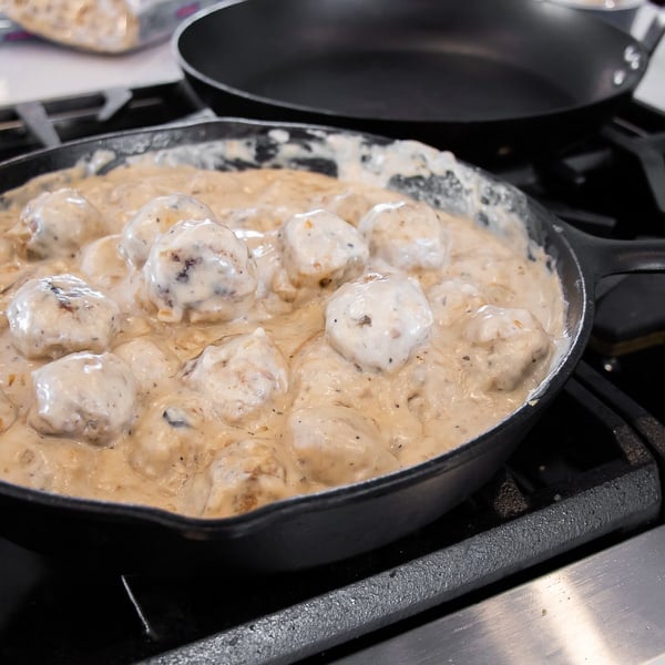 Make classic Swedish meatballs with cream of mushroom soup, milk and sour cream. Great with beef, chicken, turkey or pork meatballs in this creamy sauce gravy.