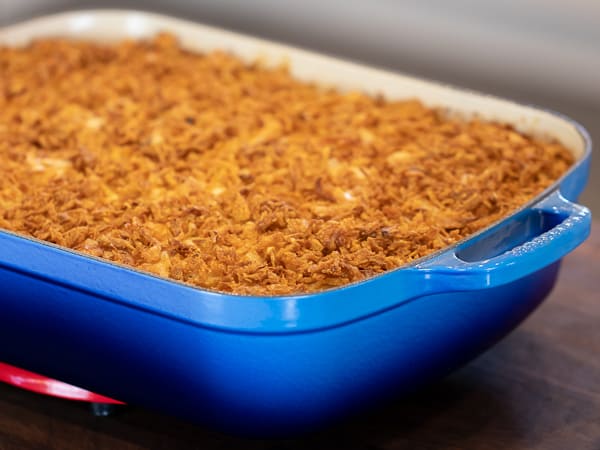 Easy hash brown casserole made with frozen hash browns, cream of mushroom soup, sour cream and cheddar cheese. Oven baked casserole that is a great side dish.