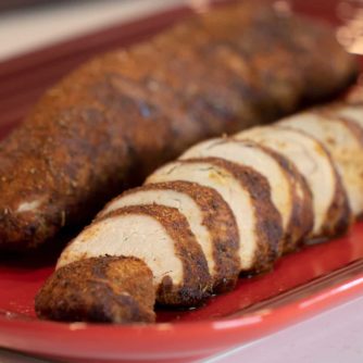 Instructions for how to cook a pork tenderloin in the oven using the bake setting. Tender and juicy meat with a delicious BBQ seasoning rub recipe.