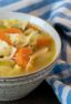 The best chicken noodle soup recipe that is quick and easy. Broth made with roasted or rotisserie chicken carcass. Soup has egg noodles, carrot, celery & onion.