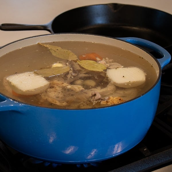 The best chicken noodle soup recipe that is quick and easy. Broth made with roasted or rotisserie chicken carcass. Soup has egg noodles, carrot, celery & onion.