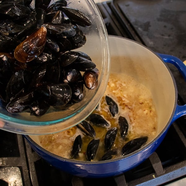 Steamed mussels recipe with white wine, shallots, garlic and butter. The best mussels could not be easier to make at home with this simple and delicious recipe.
