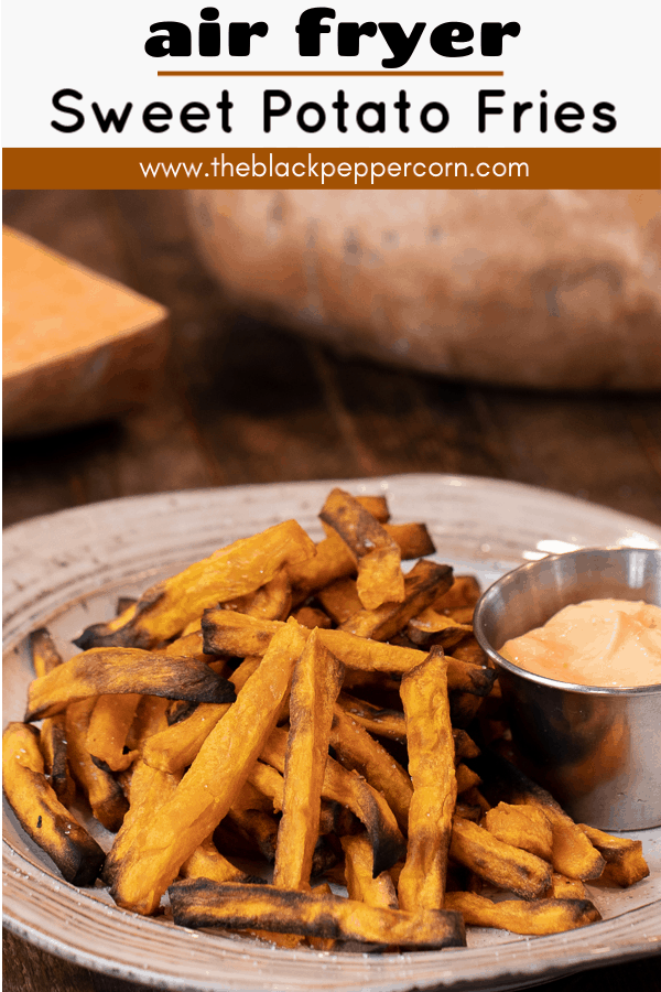 Easy instructions for how to make sweet potato french fries in an air fryer. Crispy and tastes just like deep fried but this recipe uses very little oil. Sweet potatoes make the perfect fries.