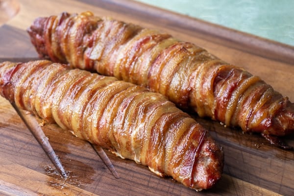 A delicious BBQ recipe of bacon wrapped smoked pork tenderloin with cajun seasoning.