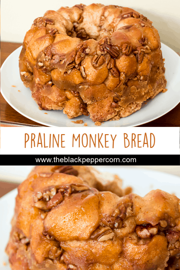 How to make monkey bread recipe with Pillsbury biscuit tubes and then has a caramel mixture that is poured over top and coats the pecans and monkey bread.